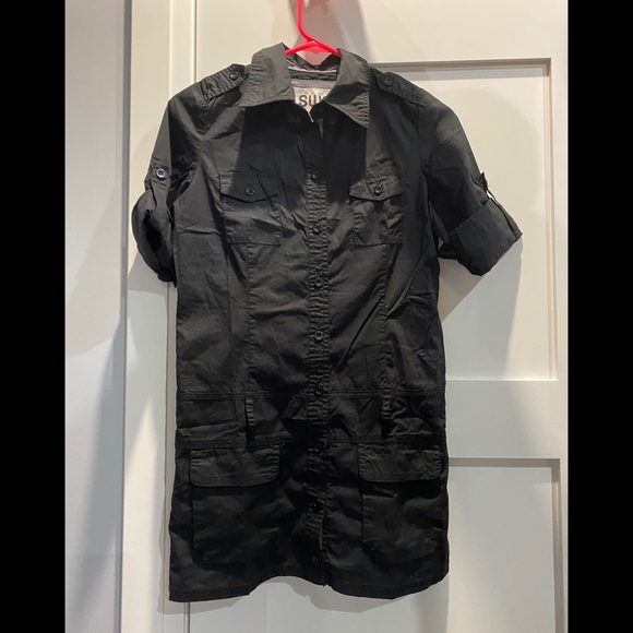 Black street wear society button up dress - Picture 3 of 4